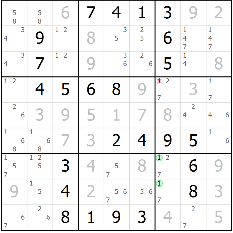 Position des candidats pour la solution de la Gr 31 page 34 du magazine de sudoku Virtuose n° 104