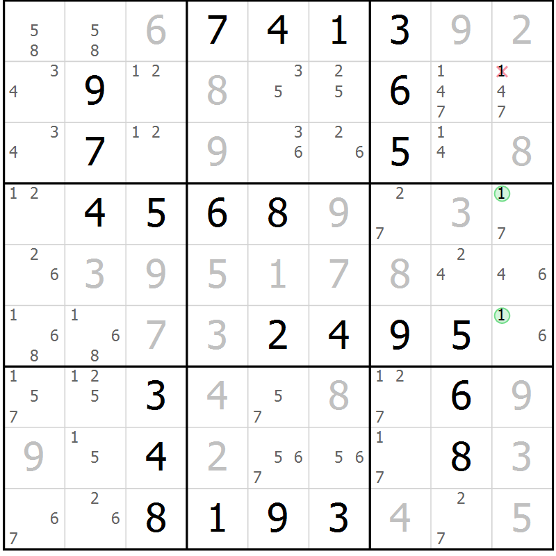 Position des candidats pour la solution de la Gr 31 page 34 du magazine de sudoku Virtuose n° 104