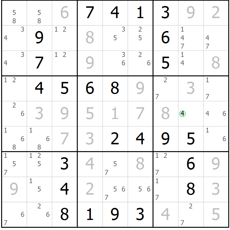 Position des candidats pour la solution de la Gr 31 page 34 du magazine de sudoku Virtuose n° 104