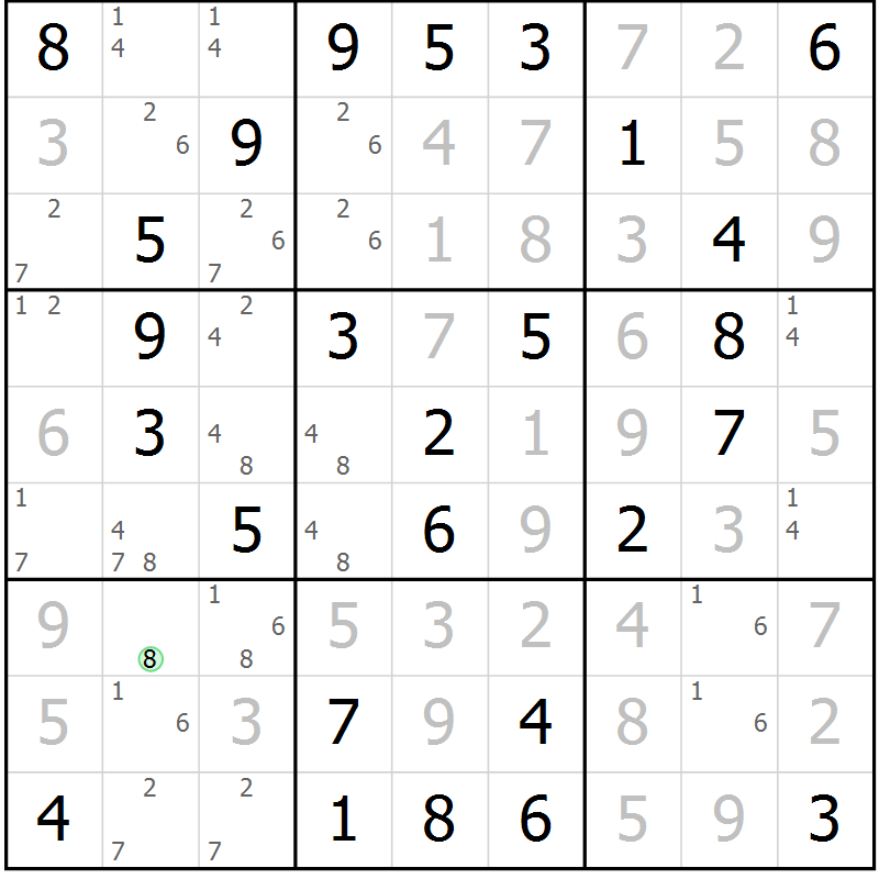 Position des candidats pour la solution de la Gr 32 page 35 du magazine de sudoku Virtuose n° 104