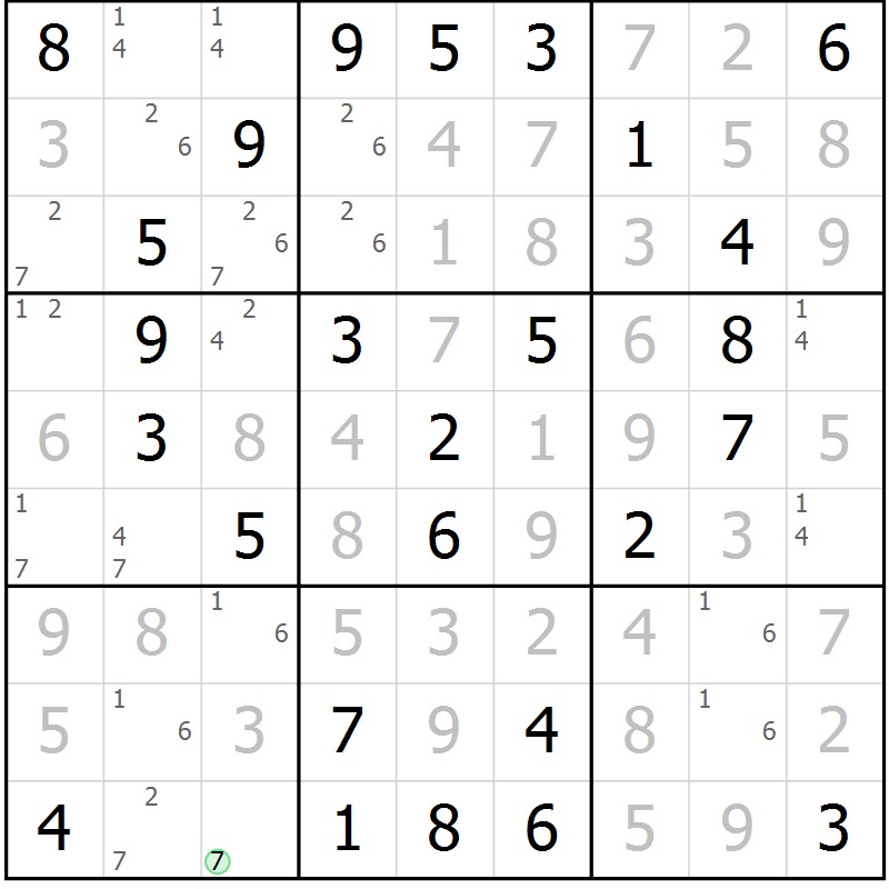 Position des candidats pour la solution de la Gr 32 page 35 du magazine de sudoku Virtuose n° 104