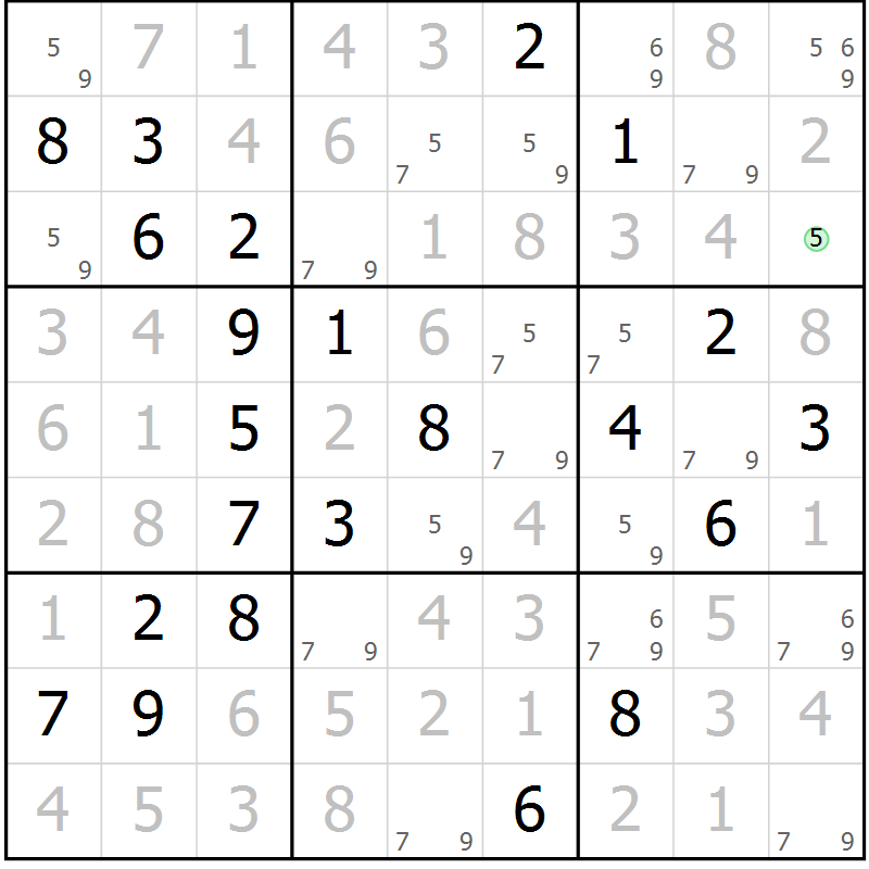 Position des candidats pour la solution de la Gr 34 page 37 du magazine de sudoku Virtuose n° 104