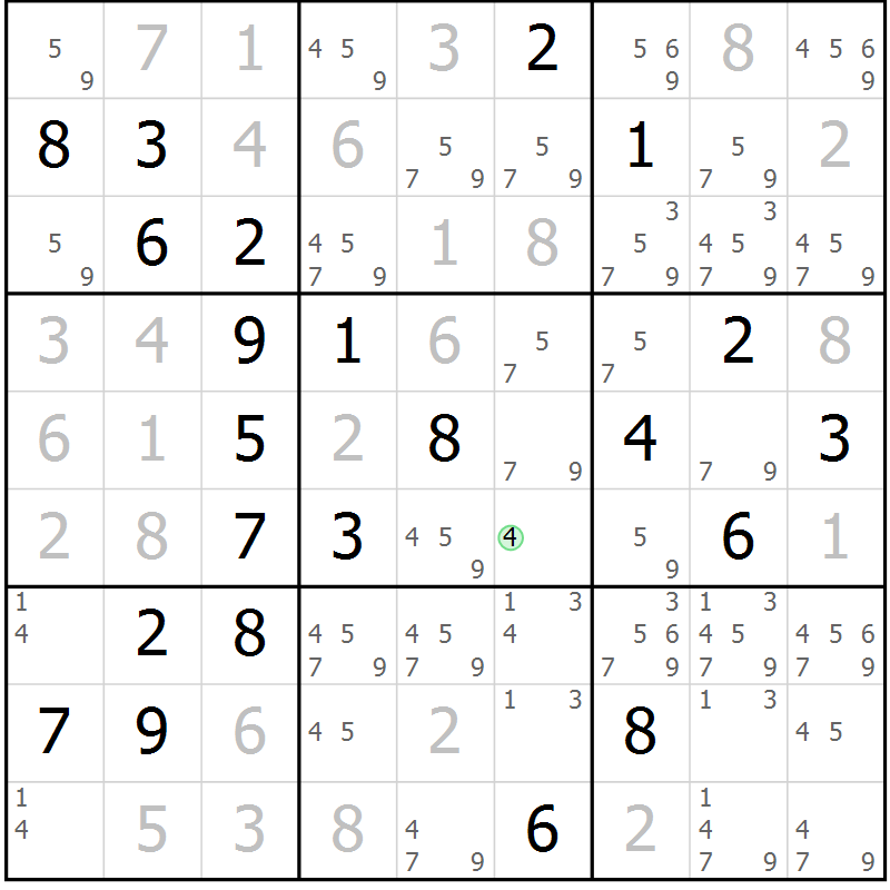Position des candidats pour la solution de la Gr 34 page 37 du magazine de sudoku Virtuose n° 104