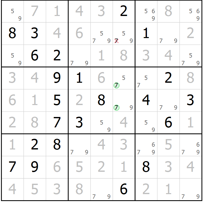 Position des candidats pour la solution de la Gr 34 page 37 du magazine de sudoku Virtuose n° 104