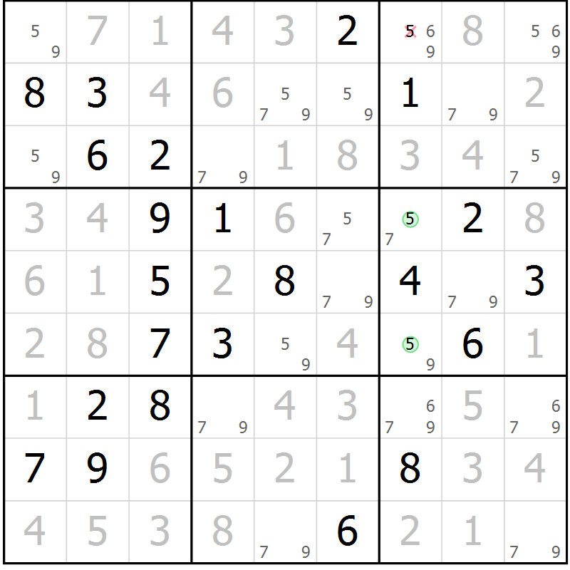Position des candidats pour la solution de la Gr 34 page 37 du magazine de sudoku Virtuose n° 104