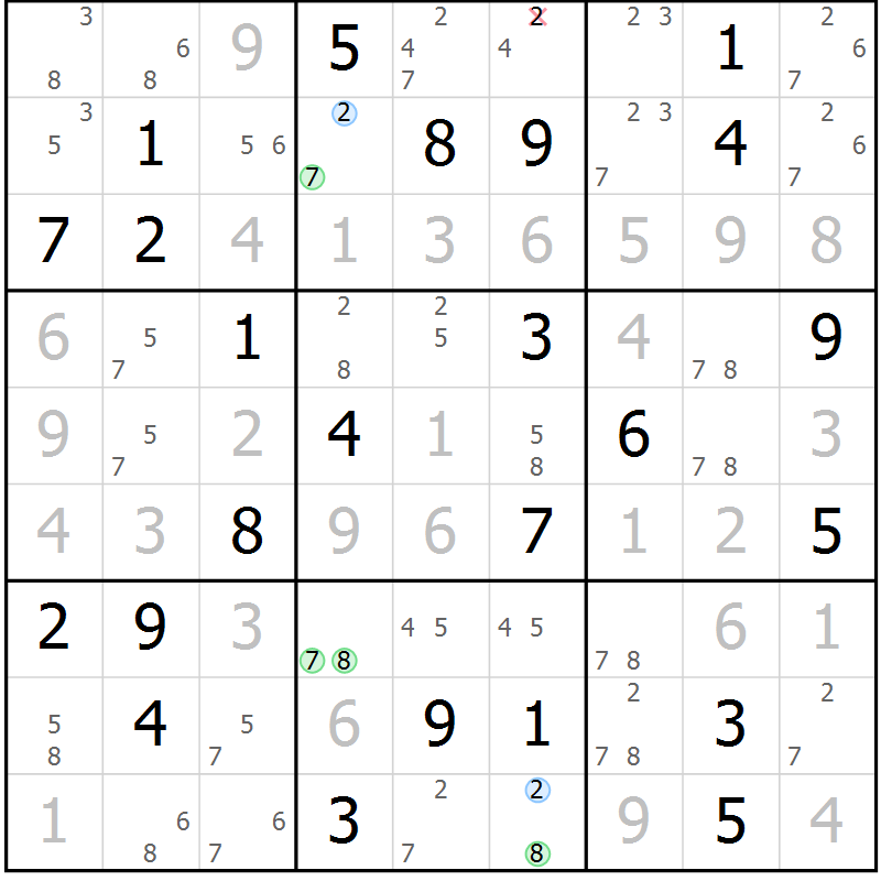 Position des candidats pour la solution de la Gr 35 page 38 du magazine de sudoku Virtuose n° 104