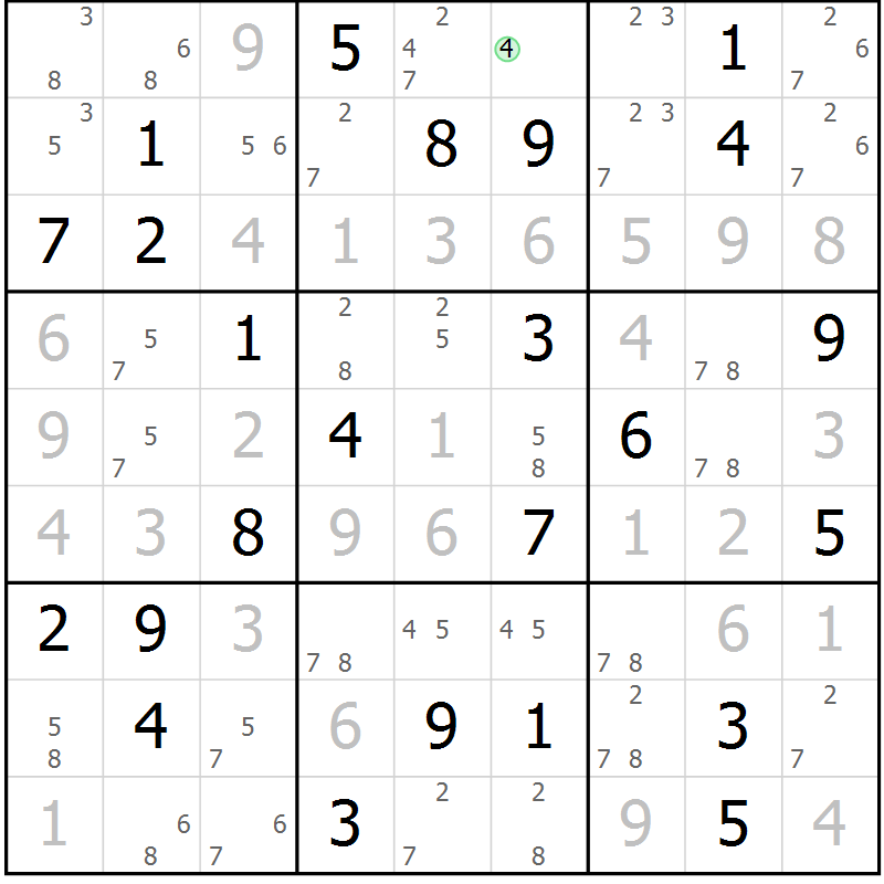 Position des candidats pour la solution de la Gr 35 page 38 du magazine de sudoku Virtuose n° 104