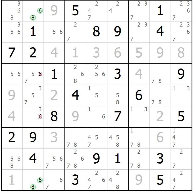 Position des candidats pour la solution de la Gr 35 page 38 du magazine de sudoku Virtuose n° 104