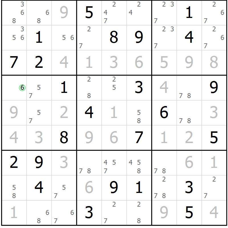Position des candidats pour la solution de la Gr 35 page 38 du magazine de sudoku Virtuose n° 104