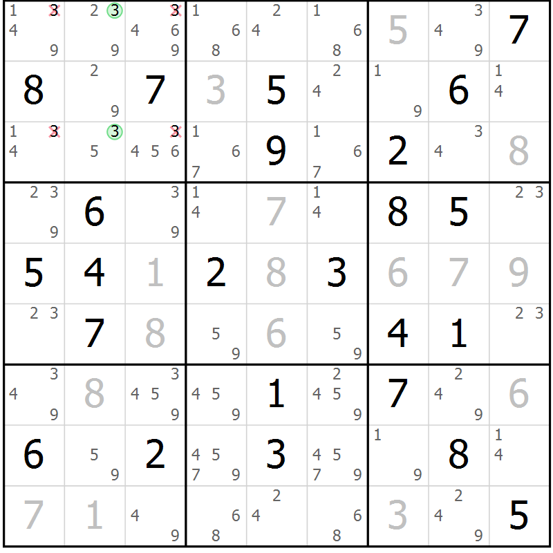 Position des candidats pour la solution de la Gr 37 page 40 du magazine de sudoku Virtuose n° 104