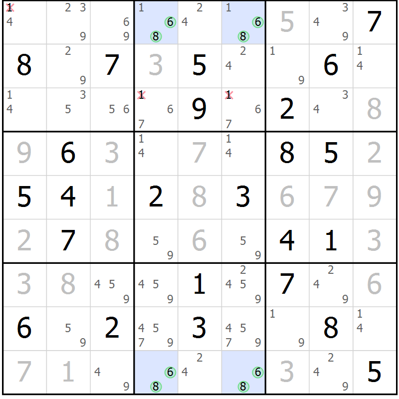 Position des candidats pour la solution de la Gr 37 page 40 du magazine de sudoku Virtuose n° 104
