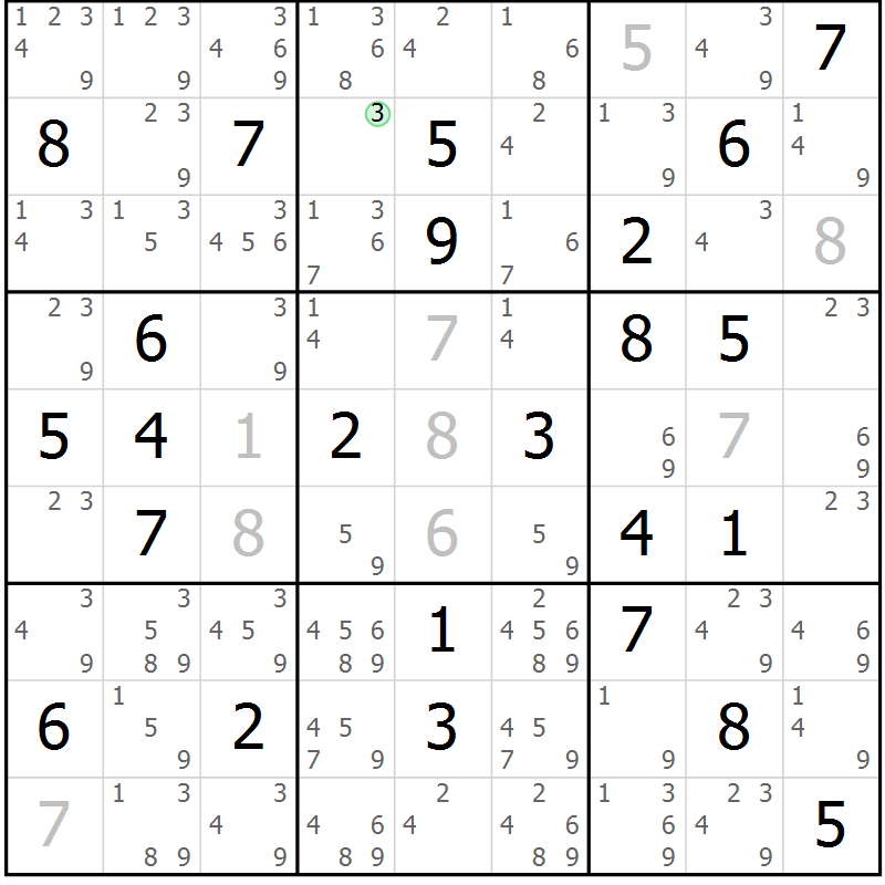 Position des candidats pour la solution de la Gr 37 page 40 du magazine de sudoku Virtuose n° 104