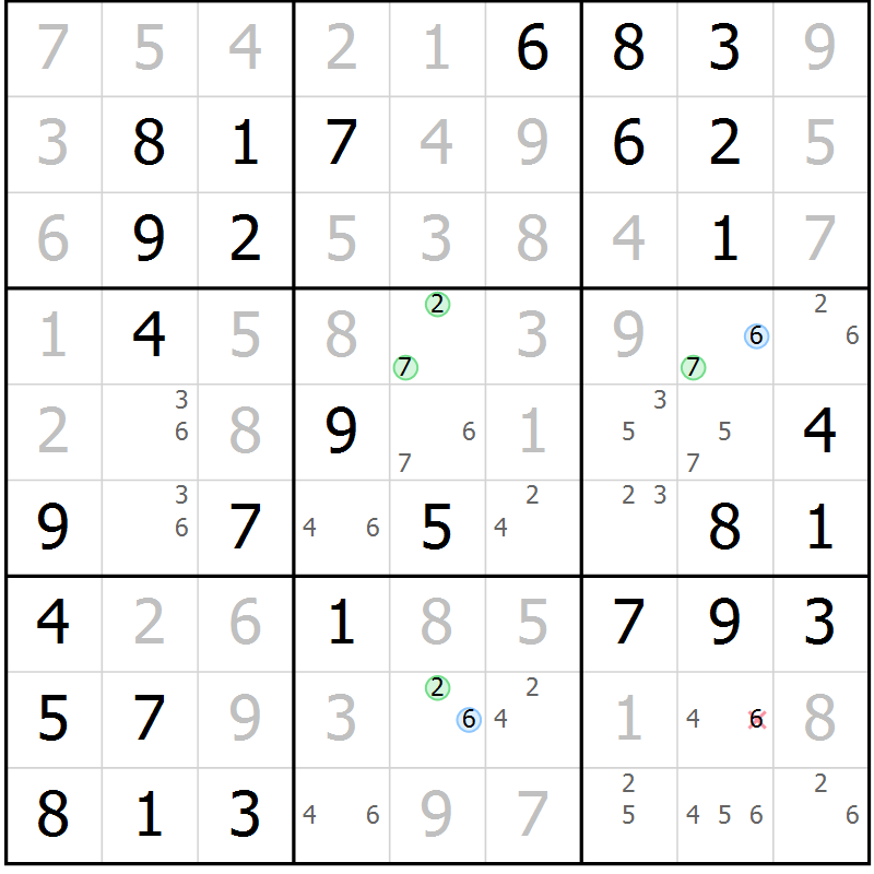 Position des candidats pour la solution de la Gr 38 page 41 du magazine de sudoku Virtuose n° 104