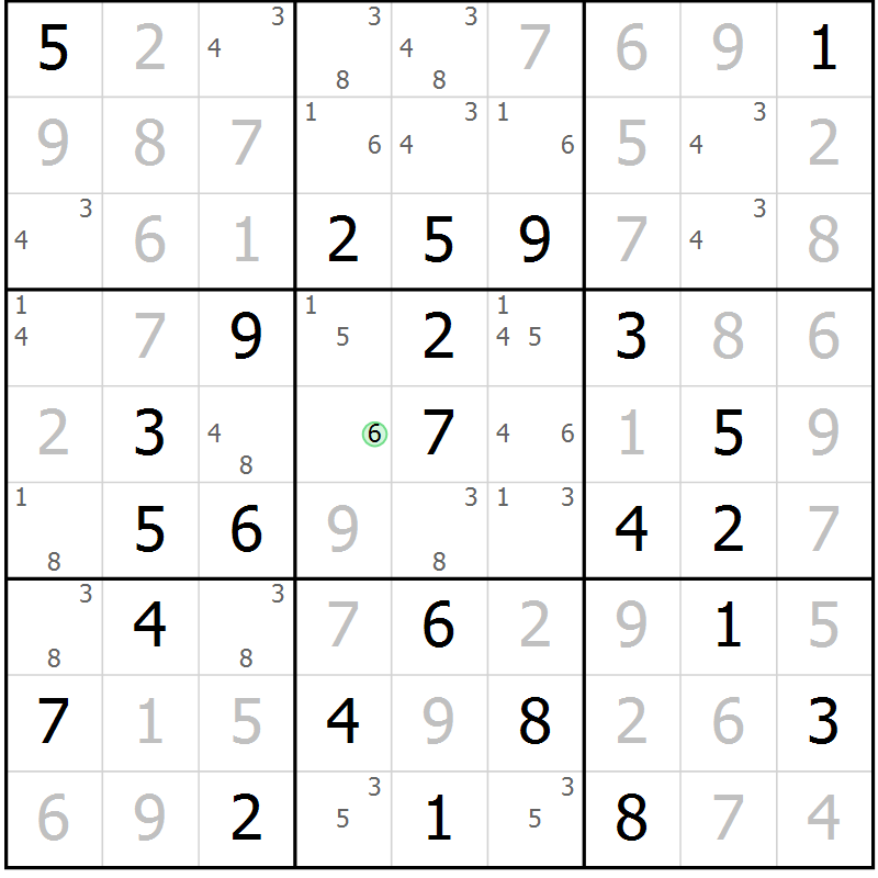 Position des candidats pour la solution de la Gr 39 page 42 du magazine de sudoku Virtuose n° 104