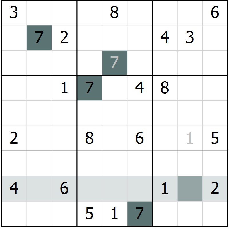 Position des candidats pour la solution de la Gr 4 page 7 du magazine de sudoku Virtuose n° 104