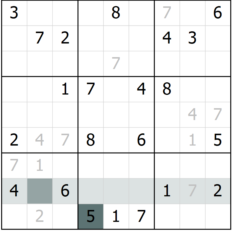 Position des candidats pour la solution de la Gr 4 page 7 du magazine de sudoku Virtuose n° 104