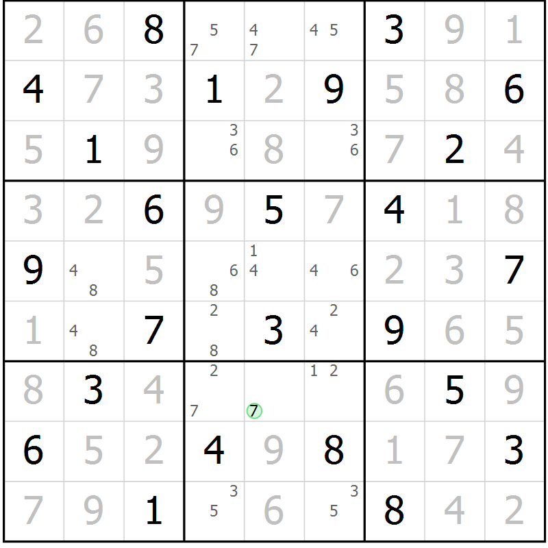 Position des candidats pour la solution de la Gr 40 page 43 du magazine de sudoku Virtuose n° 104
