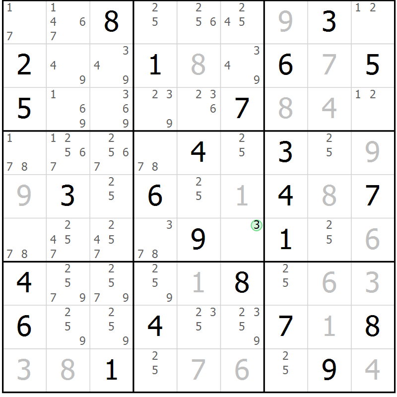 Position des candidats pour la solution de la Gr 41 page 44 du magazine de sudoku Virtuose n° 104