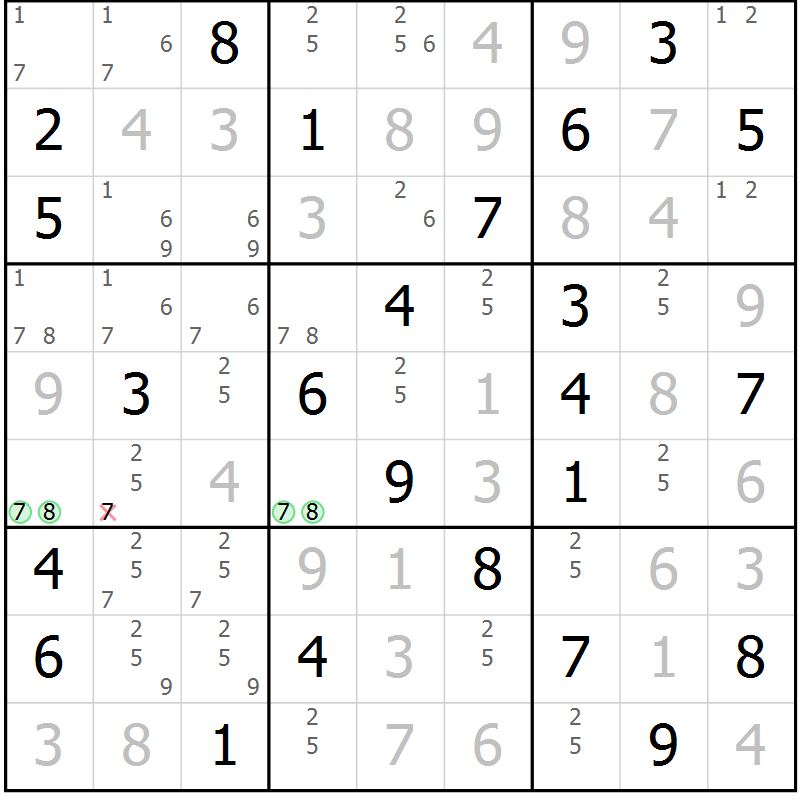 Position des candidats pour la solution de la Gr 41 page 44 du magazine de sudoku Virtuose n° 104