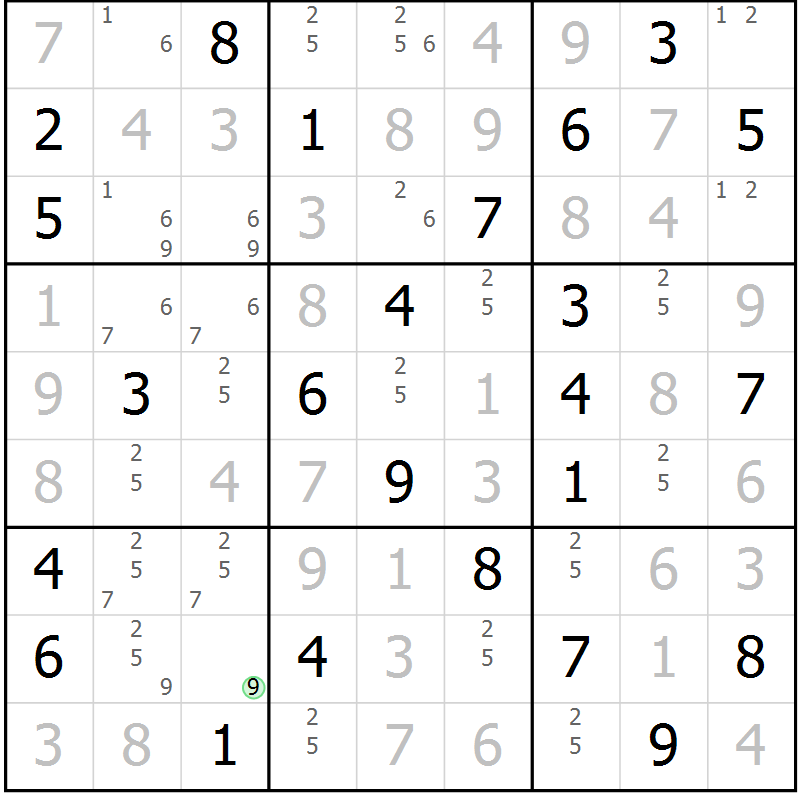 Position des candidats pour la solution de la Gr 41 page 44 du magazine de sudoku Virtuose n° 104