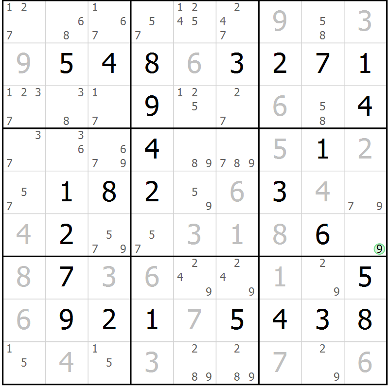 Position des candidats pour la solution de la Gr 42 page 45 du magazine de sudoku Virtuose n° 104