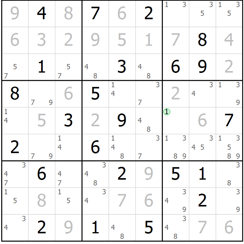 Position des candidats pour la solution de la Gr 43 page 46 du magazine de sudoku Virtuose n° 104