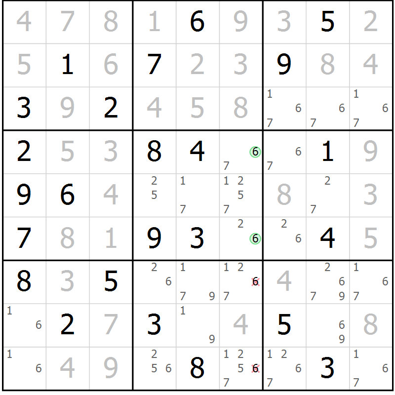 Position des candidats pour la solution de la Gr 44 page 47 du magazine de sudoku Virtuose n° 104