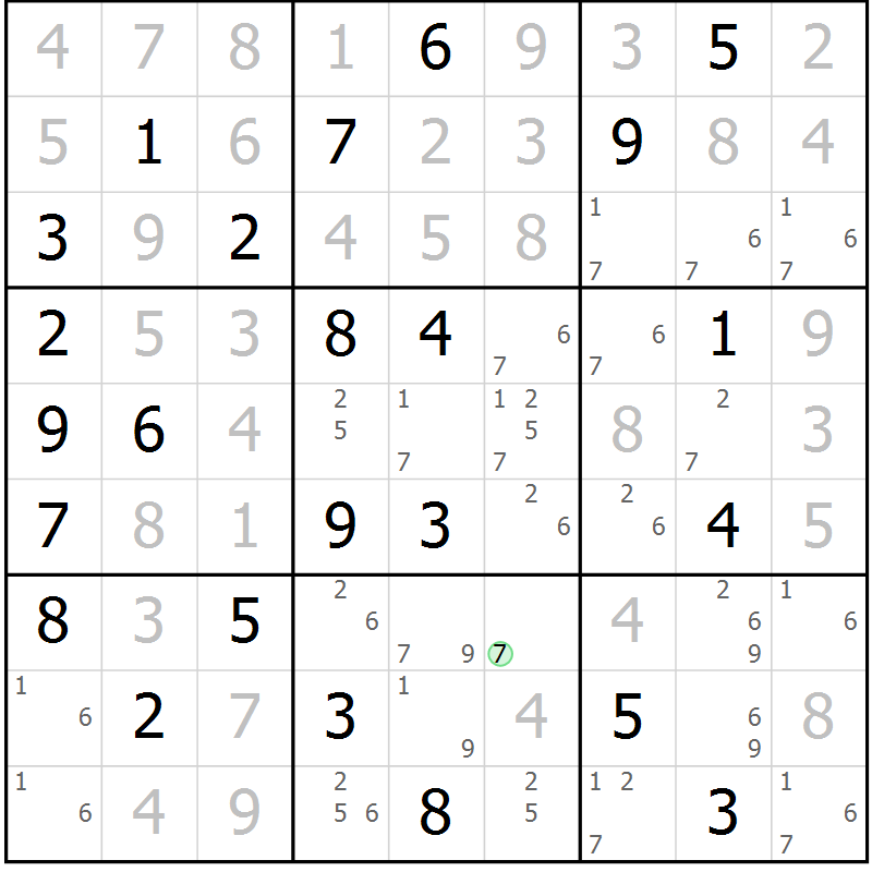 Position des candidats pour la solution de la Gr 44 page 47 du magazine de sudoku Virtuose n° 104