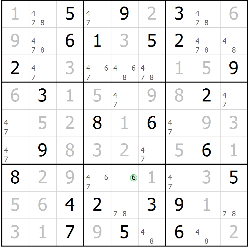Position des candidats pour la solution de la Gr 50 page 53 du magazine de sudoku Virtuose n° 104