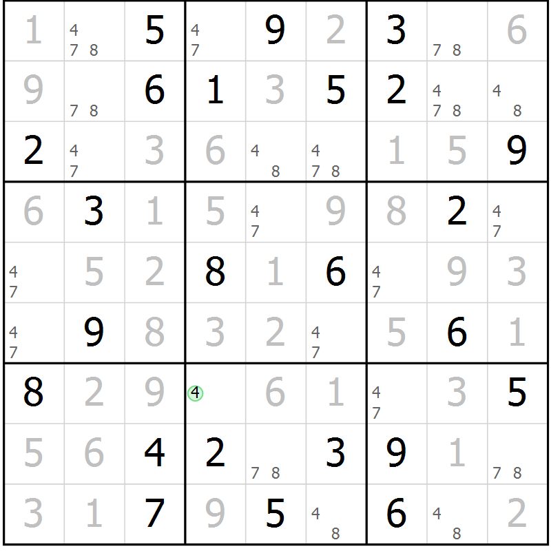 Position des candidats pour la solution de la Gr 50 page 53 du magazine de sudoku Virtuose n° 104