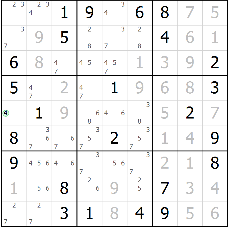 Position des candidats pour la solution de la Gr 51 page 54 du magazine de sudoku Virtuose n° 104