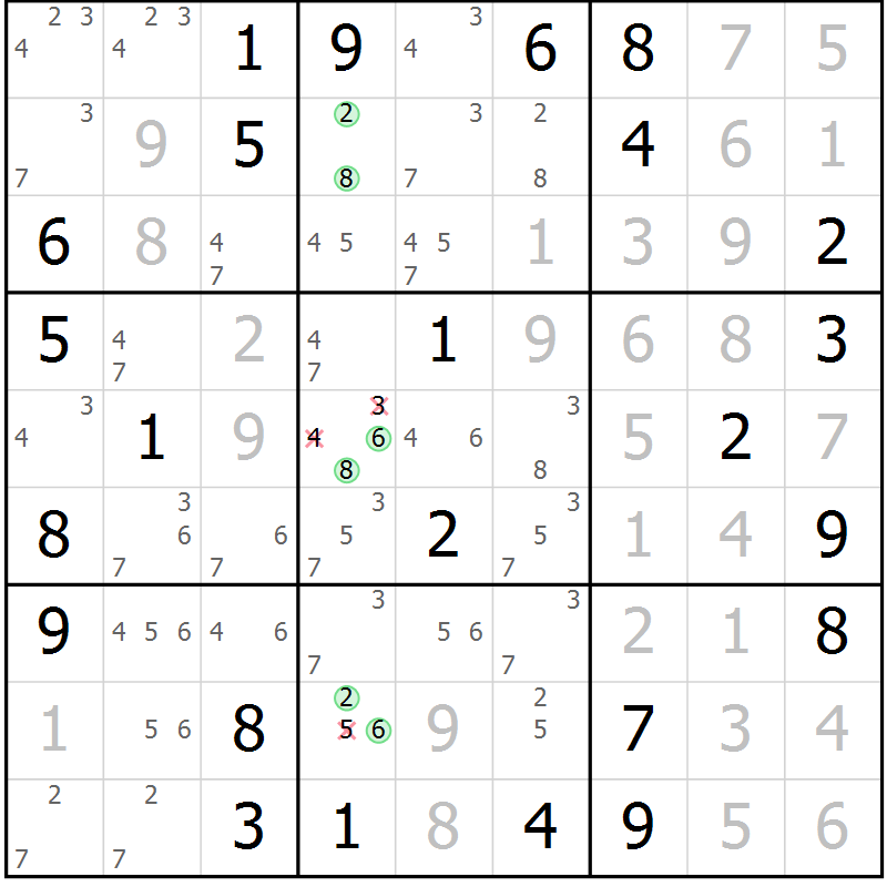 Position des candidats pour la solution de la Gr 51 page 54 du magazine de sudoku Virtuose n° 104