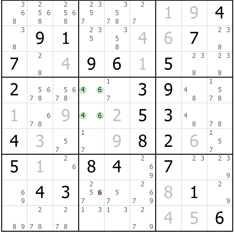 Position des candidats pour la solution de la Gr 52 page 55 du magazine de sudoku Virtuose n° 104