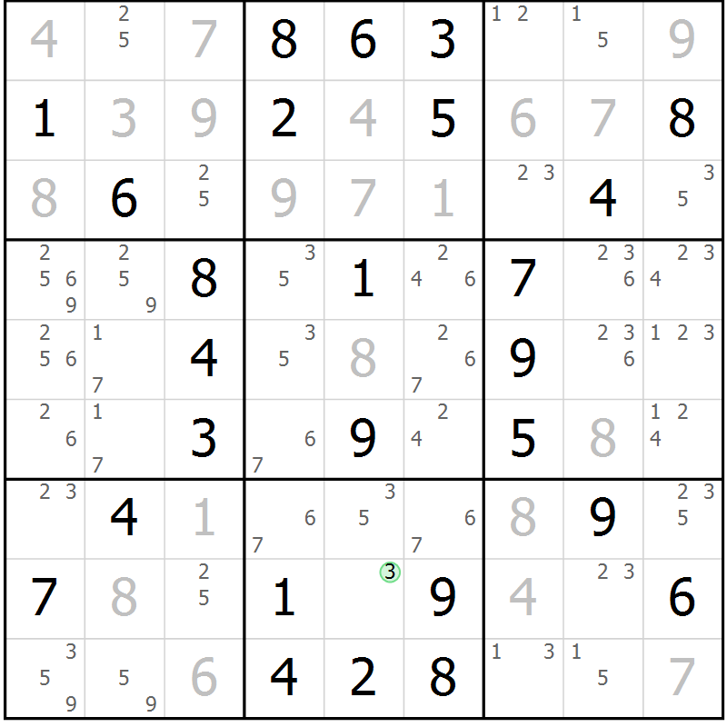 Position des candidats pour la solution de la Gr 53 page 56 du magazine de sudoku Virtuose n° 104