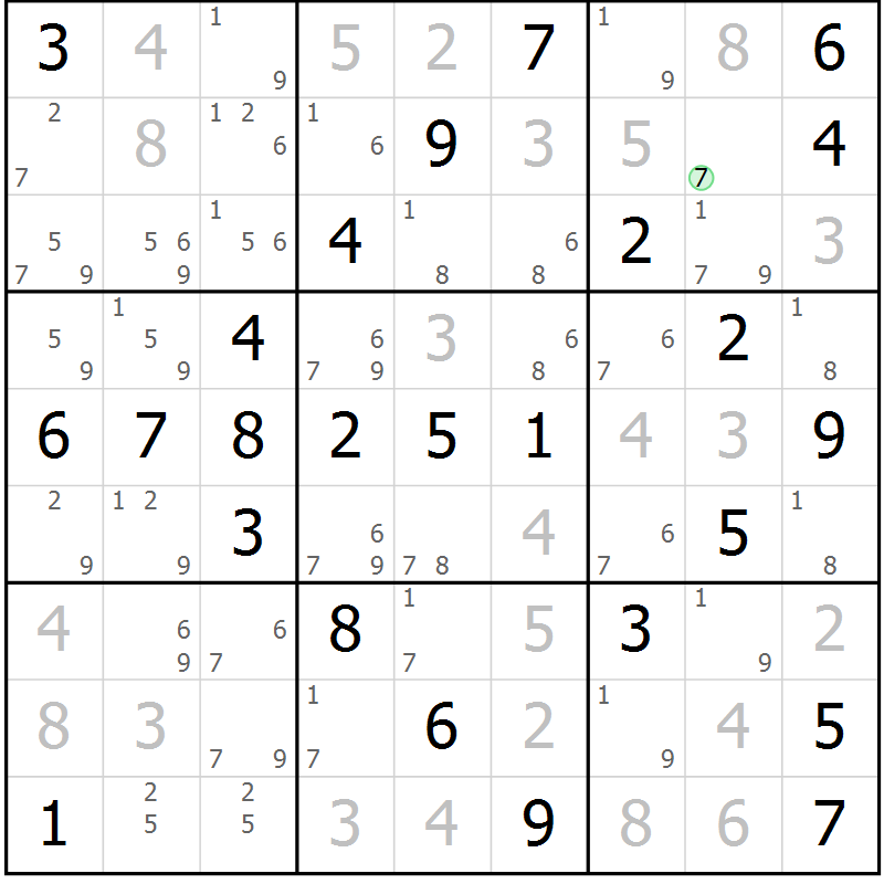 Position des candidats pour la solution de la Gr 55 page 58 du magazine de sudoku Virtuose n° 104