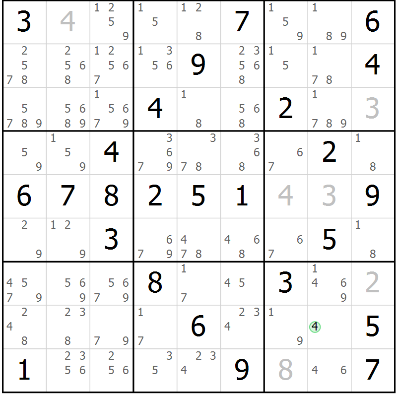 Position des candidats pour la solution de la Gr 55 page 58 du magazine de sudoku Virtuose n° 104