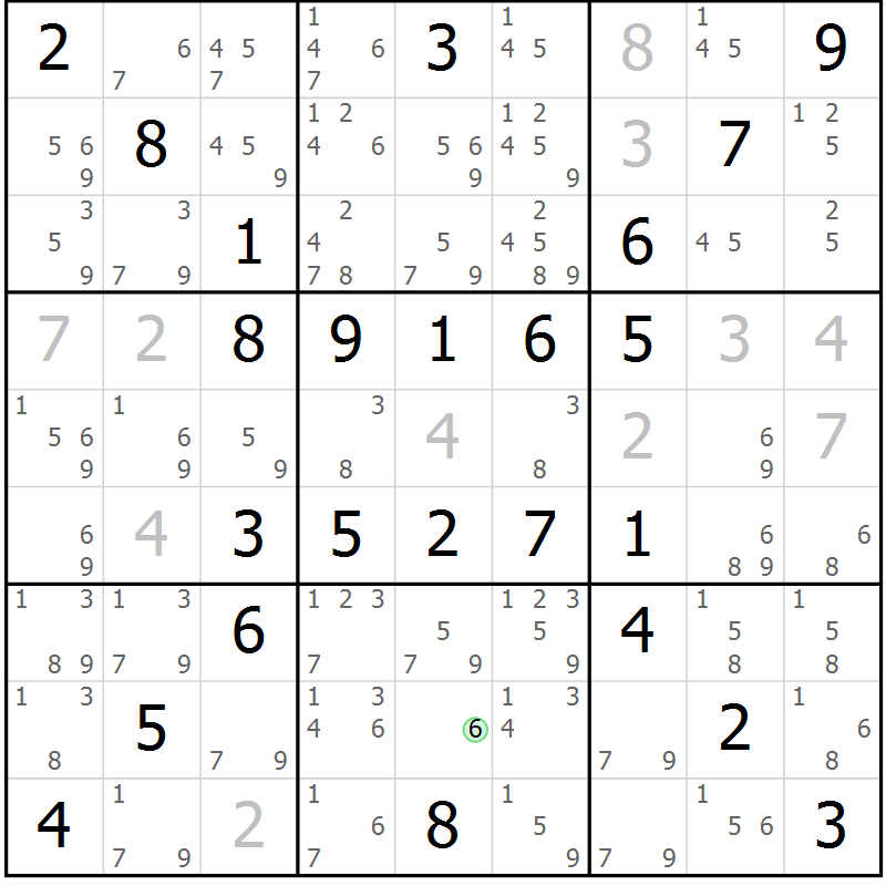 Position des candidats pour la solution de la Gr 56 page 59 du magazine de sudoku Virtuose n° 104