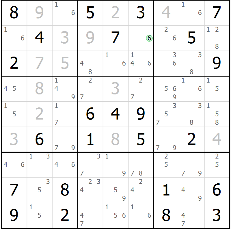Position des candidats pour la solution de la Gr 59 page 62 du magazine de sudoku Virtuose n° 104