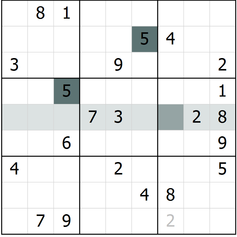 Position des candidats pour la solution de la Gr 6 page 9 du magazine de sudoku Virtuose n° 104