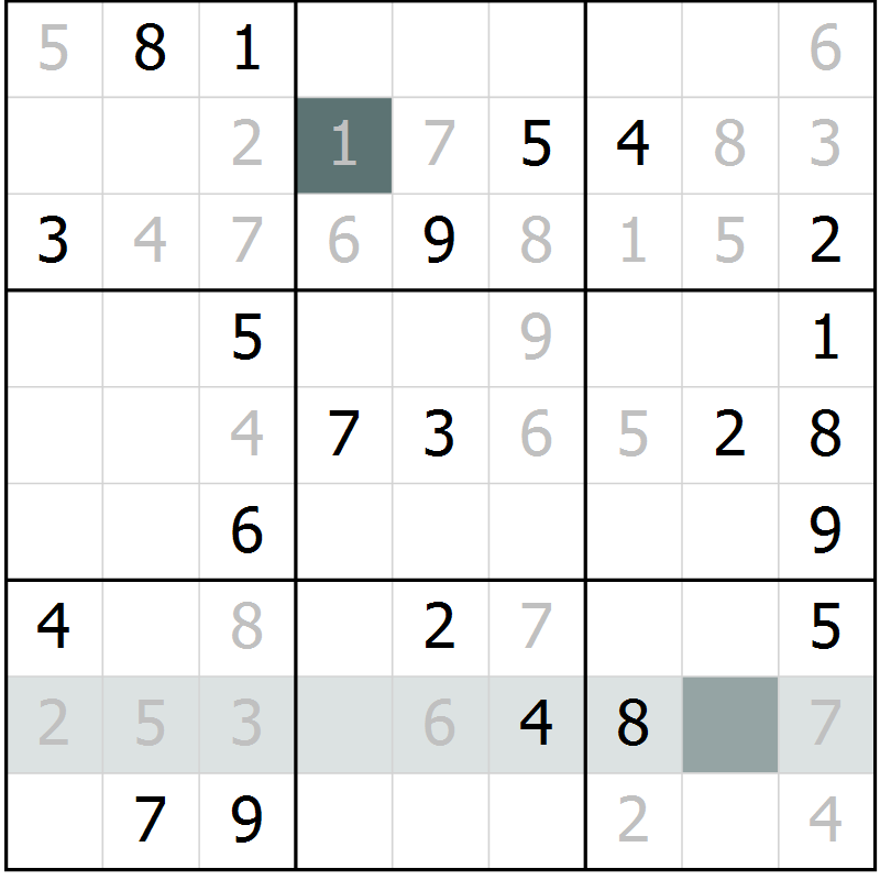 Position des candidats pour la solution de la Gr 6 page 9 du magazine de sudoku Virtuose n° 104