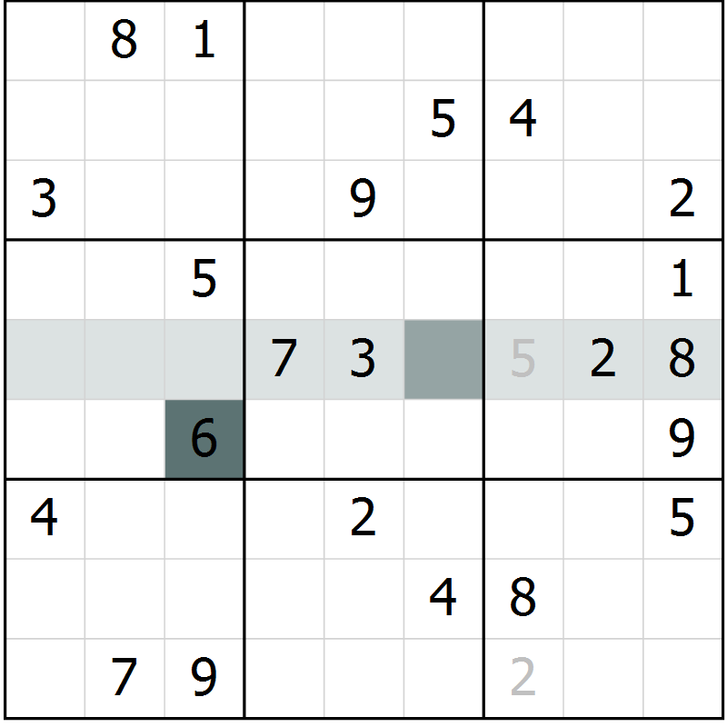 Position des candidats pour la solution de la Gr 6 page 9 du magazine de sudoku Virtuose n° 104