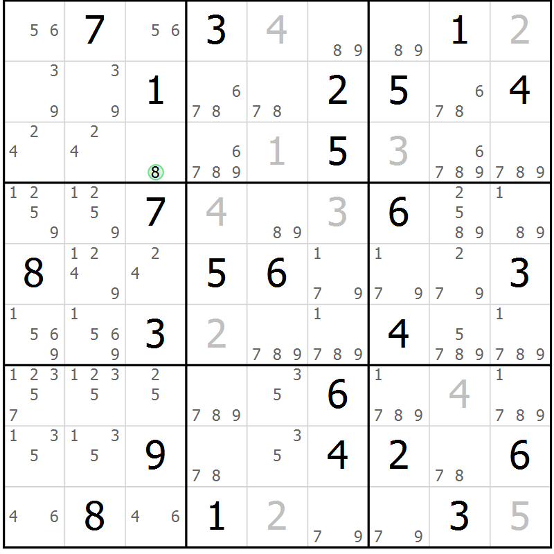 Position des candidats pour la solution de la Gr 60 page 63 du magazine de sudoku Virtuose n° 104