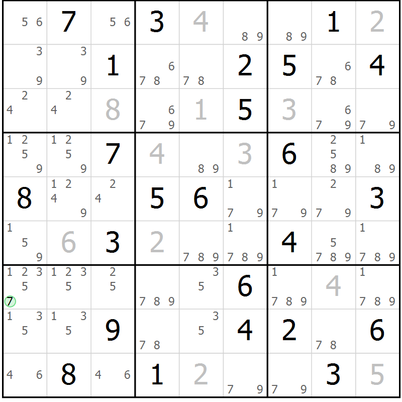 Position des candidats pour la solution de la Gr 60 page 63 du magazine de sudoku Virtuose n° 104