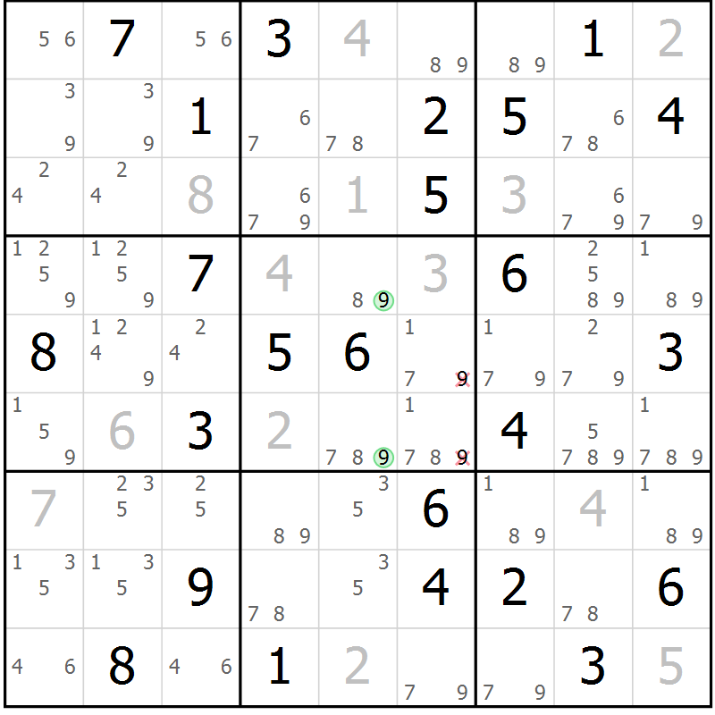 Position des candidats pour la solution de la Gr 60 page 63 du magazine de sudoku Virtuose n° 104