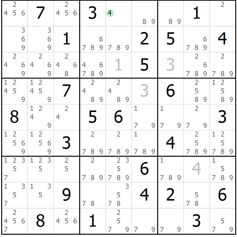 Position des candidats pour la solution de la Gr 60 page 63 du magazine de sudoku Virtuose n° 104