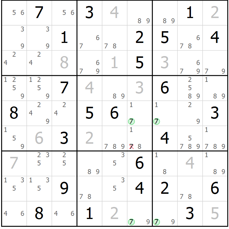 Position des candidats pour la solution de la Gr 60 page 63 du magazine de sudoku Virtuose n° 104