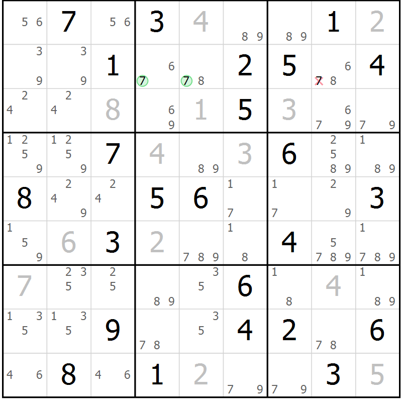 Position des candidats pour la solution de la Gr 60 page 63 du magazine de sudoku Virtuose n° 104
