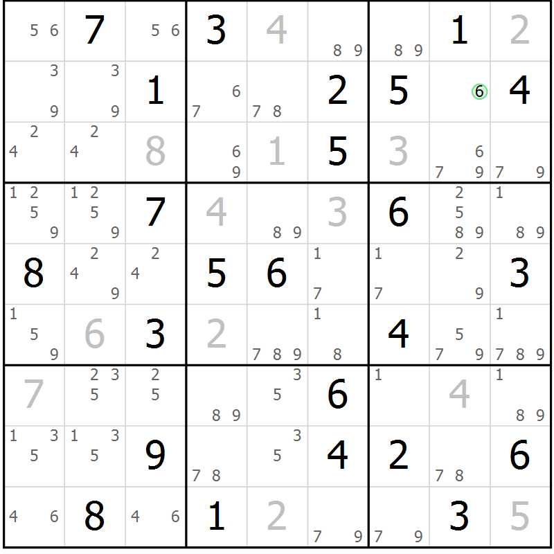 Position des candidats pour la solution de la Gr 60 page 63 du magazine de sudoku Virtuose n° 104