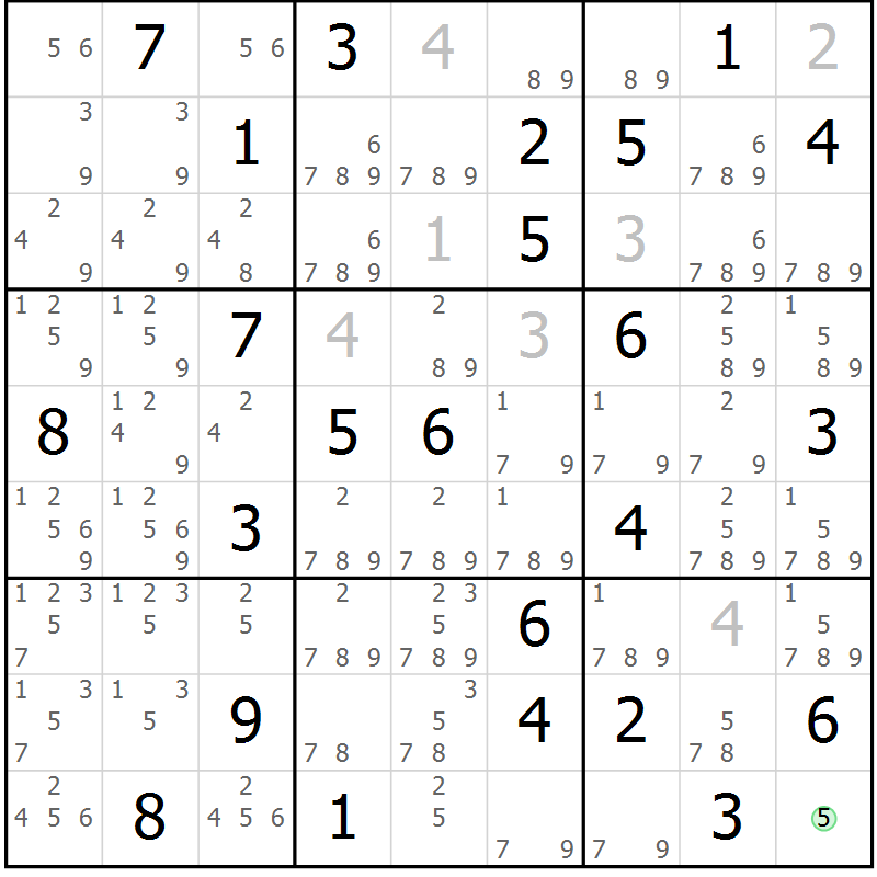 Position des candidats pour la solution de la Gr 60 page 63 du magazine de sudoku Virtuose n° 104