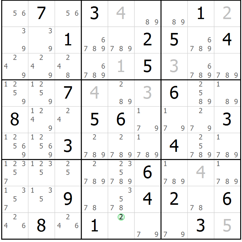 Position des candidats pour la solution de la Gr 60 page 63 du magazine de sudoku Virtuose n° 104